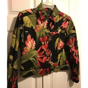 Sharon Endick floral L jacket nice cotton flowers
